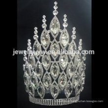 Glamourous cristal cheio coroa grande rainha, coroas grande concurso de beleza